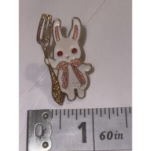 Bunny With Fork Pin Brooch